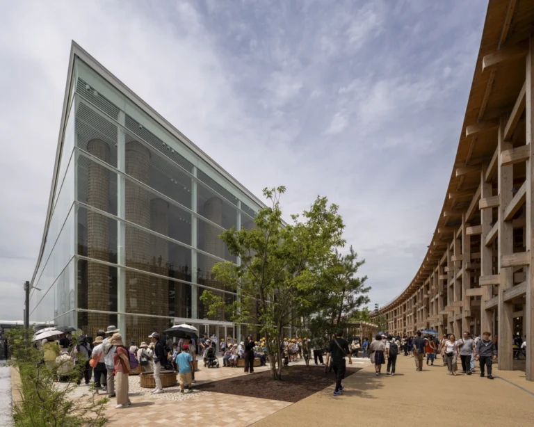 Twilight view of UAE Pavilion – a global icon of sustainable design