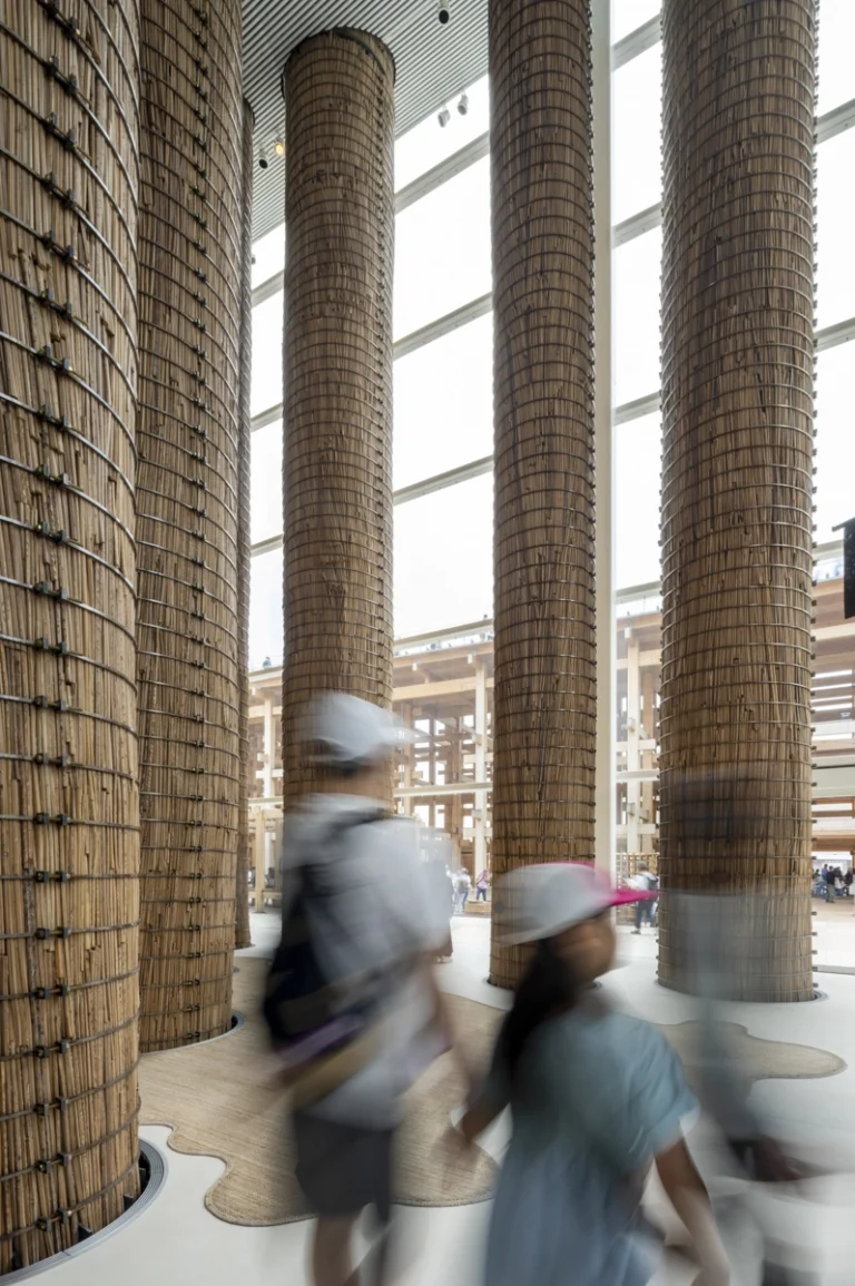 "Detail of palm-inspired columns at the award-winning UAE Pavilion