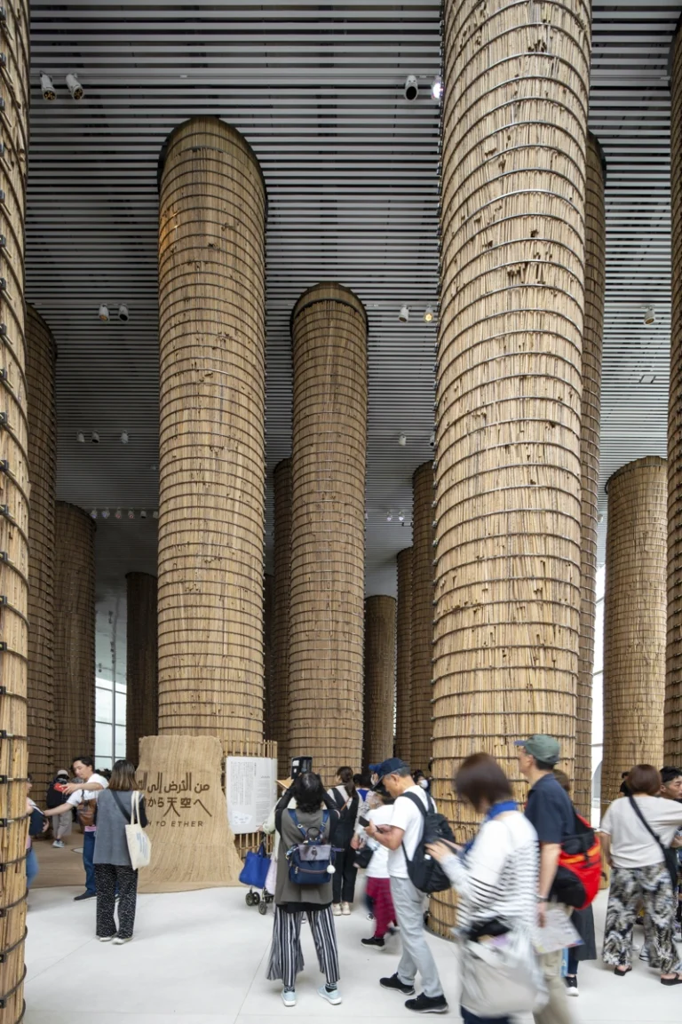 "Detail of palm-inspired columns at the award-winning UAE Pavilion