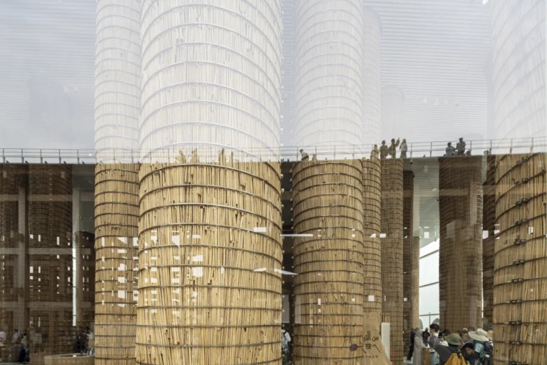 "Detail of palm-inspired columns at the award-winning UAE Pavilion