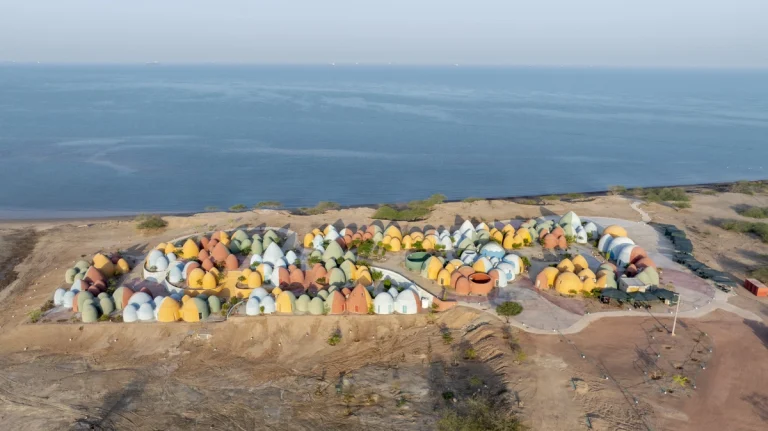 Architectural photograph of the Majara Complex and Community Redevelopment, an Aga Khan Award–winning project, captured by a worldwide architectural photography studio, highlighting the project’s vibrant forms and community-driven design