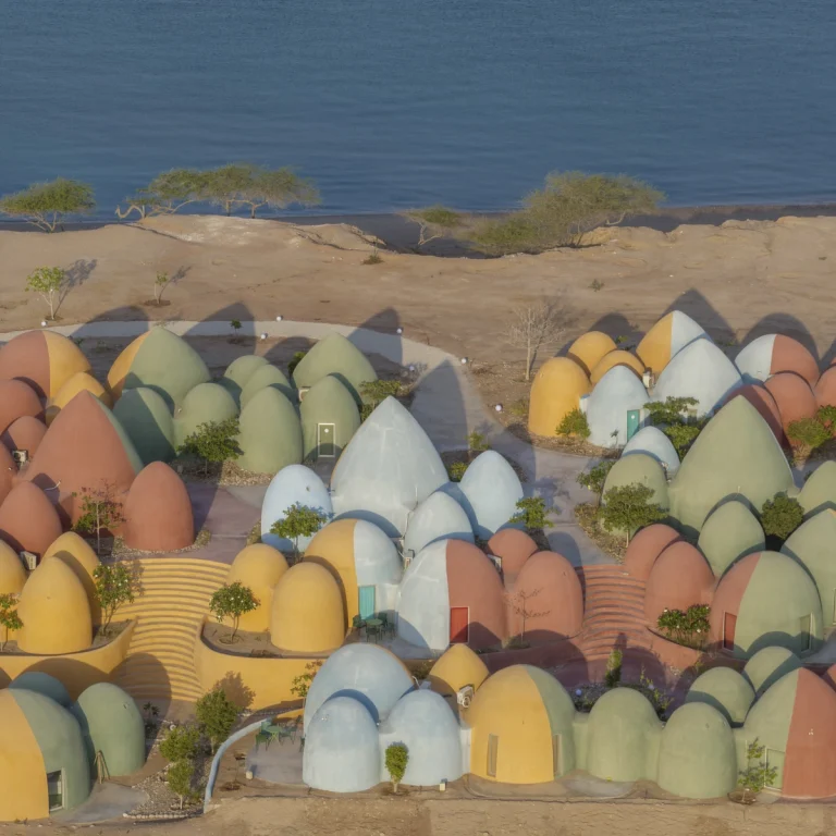 Architectural photograph of the Majara Complex and Community Redevelopment, an Aga Khan Award–winning project, captured by a worldwide architectural photography studio, highlighting the project’s vibrant forms and community-driven design