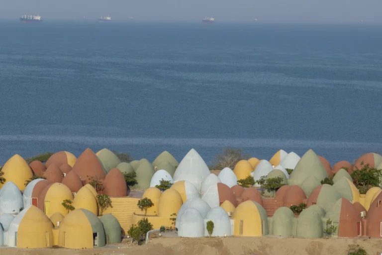Architectural photograph of the Majara Complex and Community Redevelopment, an Aga Khan Award–winning project, captured by a worldwide architectural photography studio, highlighting the project’s vibrant forms and community-driven design