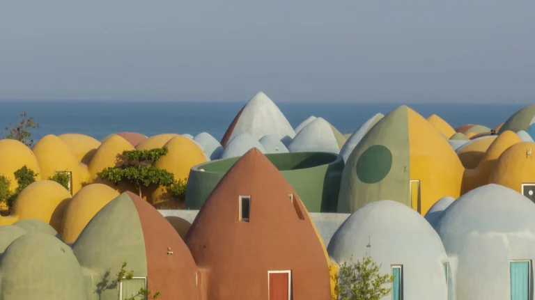 Architectural photograph of the Majara Complex and Community Redevelopment, an Aga Khan Award–winning project, captured by a worldwide architectural photography studio, highlighting the project’s vibrant forms and community-driven design