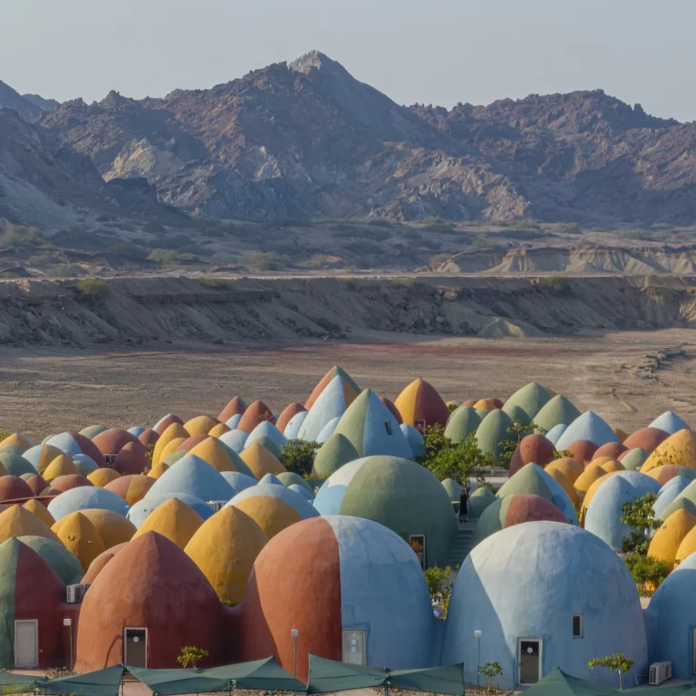 Architectural photograph of the Majara Complex and Community Redevelopment, an Aga Khan Award–winning project, captured by a worldwide architectural photography studio, highlighting the project’s vibrant forms and community-driven design