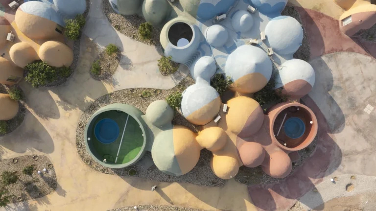 Architectural photograph of the Majara Complex and Community Redevelopment, an Aga Khan Award–winning project, captured by a worldwide architectural photography studio, highlighting the project’s vibrant forms and community-driven design