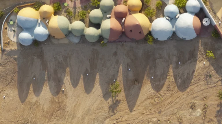 Architectural photograph of the Majara Complex and Community Redevelopment, an Aga Khan Award–winning project, captured by a worldwide architectural photography studio, highlighting the project’s vibrant forms and community-driven design