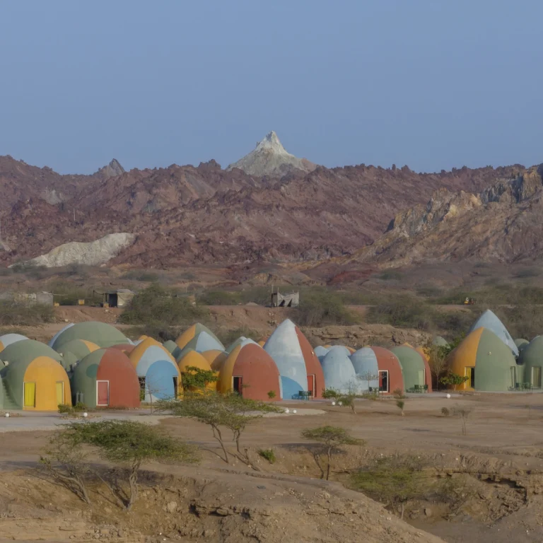 Architectural photograph of the Majara Complex and Community Redevelopment, an Aga Khan Award–winning project, captured by a worldwide architectural photography studio, highlighting the project’s vibrant forms and community-driven design