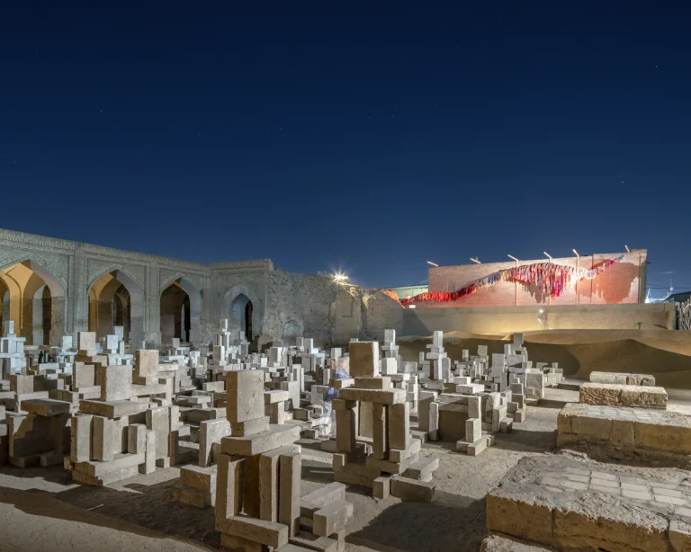 Detail of restored brick architecture within the Bukhara Biennale site, part of waiwai’s master plan, photographed by award-winning architectural photographer Deed Studio.