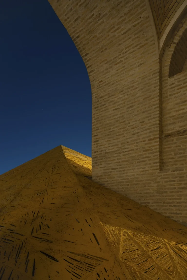 Detail of restored brick architecture within the Bukhara Biennale site, part of waiwai’s master plan, photographed by award-winning architectural photographer Deed Studio.