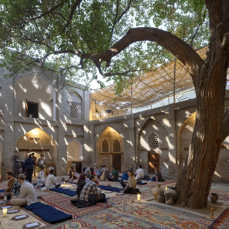 Detail of restored brick architecture within the Bukhara Biennale site, part of waiwai’s master plan, photographed by award-winning and Dubai based (GCC) architectural photographer Deed Studio.