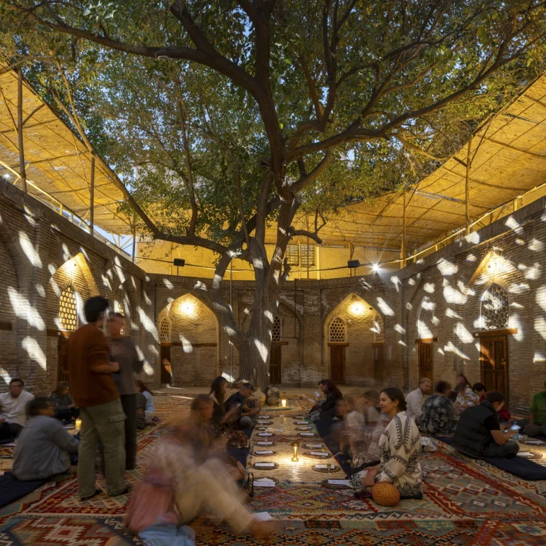 Detail of restored brick architecture within the Bukhara Biennale site, part of waiwai’s master plan, photographed by award-winning and Dubai based (GCC) architectural photographer Deed Studio