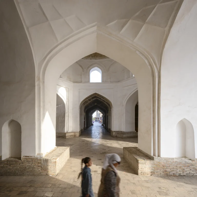 Detail of restored brick architecture within the Bukhara Biennale site, part of waiwai’s master plan, photographed by award-winning and Dubai based (GCC) architectural photographer Deed Studio.