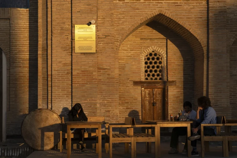 Wide view of Bukhara’s historic heritage district restored for the Bukhara Biennale under waiwai’s architectural direction, photographed by award-winning architectural photographer Deed Studio.