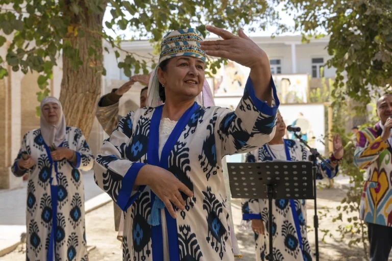 Wide view of Bukhara’s historic heritage district restored for the Bukhara Biennale under waiwai’s architectural direction, photographed by award-winning architectural photographer Deed Studio.