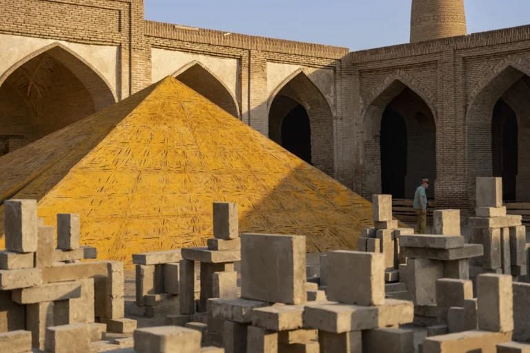 Wide view of Bukhara’s historic heritage district restored for the Bukhara Biennale under waiwai’s architectural direction, photographed by award-winning architectural photographer Deed Studio.