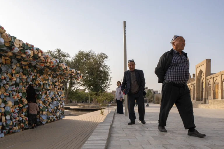 Wide view of Bukhara’s historic heritage district restored for the Bukhara Biennale under waiwai’s architectural direction, photographed by award-winning architectural photographer Deed Studio.