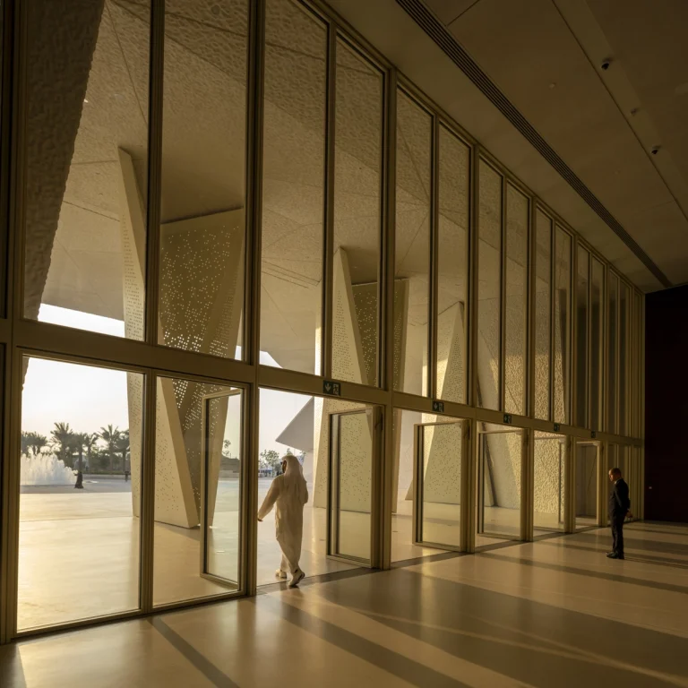 the Zayed National Museum in Abu Dhabi, designed by Foster + Partners, showcasing the five soaring falcon-wing-inspired steel structures and its contextual location in the Saadiyat Cultural District 11