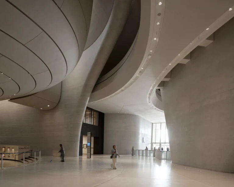 the Zayed National Museum in Abu Dhabi, designed by Foster + Partners, showcasing the five soaring falcon-wing-inspired steel structures and its contextual location in the Saadiyat Cultural District 11