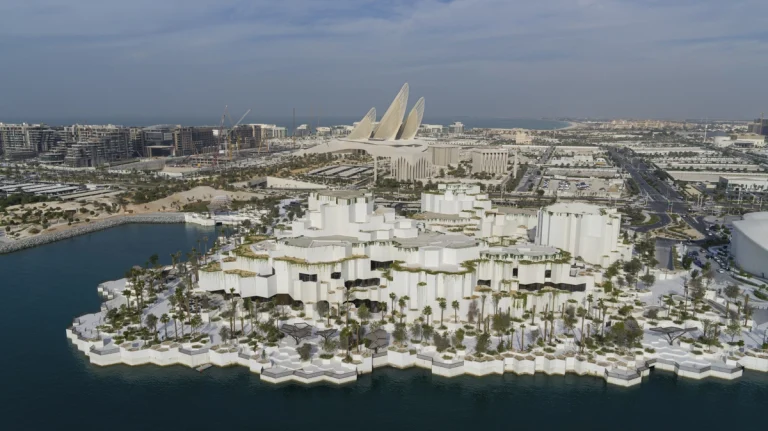 Award-winning, Dubai-based DEED Studio photograph of the Natural History Museum Abu Dhabi, designed by Mecanoo, in Abu Dhabi