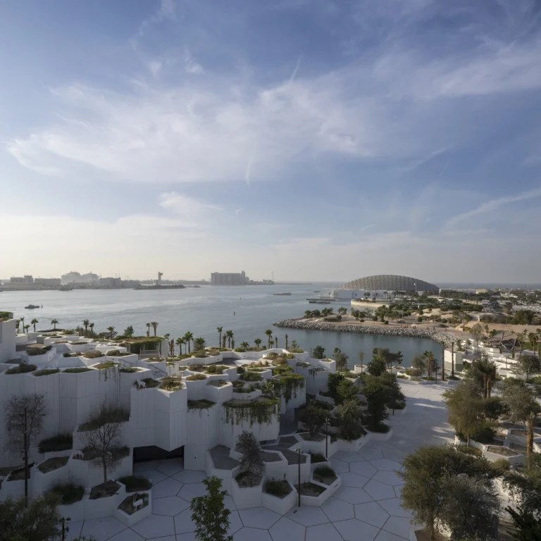 Award-winning, Dubai-based DEED Studio photograph of the Natural History Museum Abu Dhabi, designed by Mecanoo, in Abu Dhabi