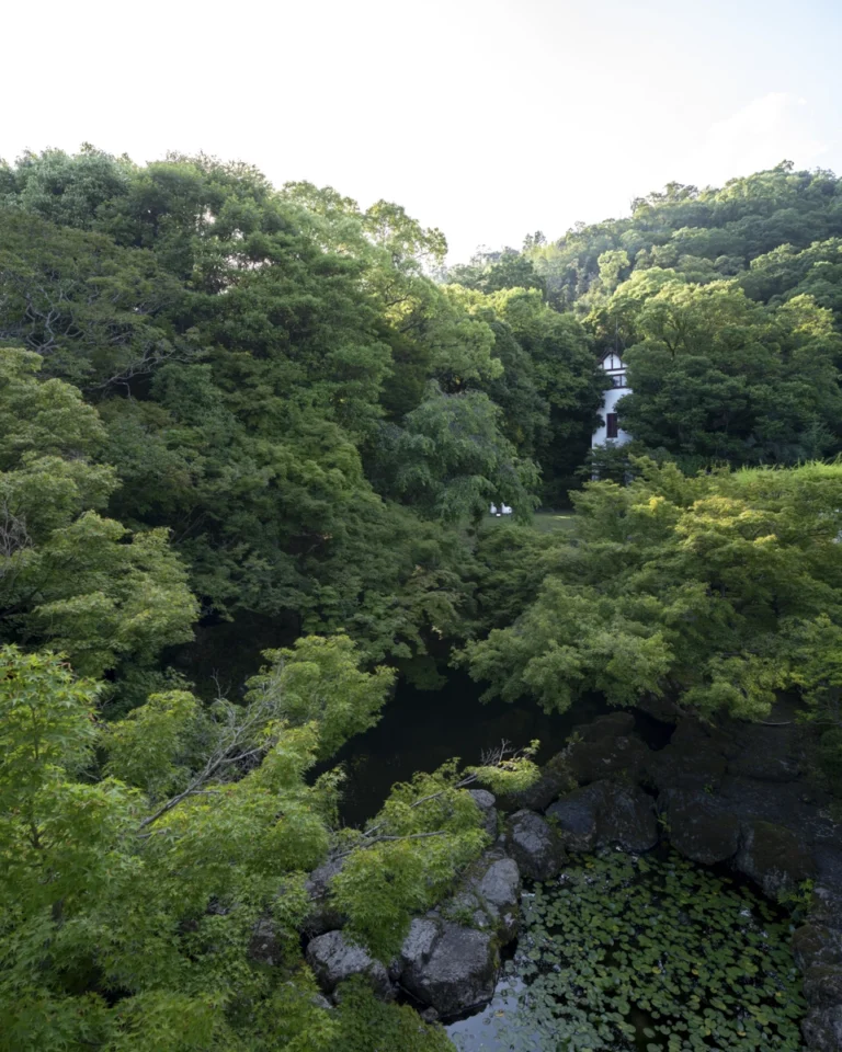 Architectural view of Asahi Beer Oyamazaki Villa Museum of Art in Osaka by Tadao Ando, photographed by award-winning Deed Studio, emphasizing the interplay of natural light, exposed concrete, and minimal form