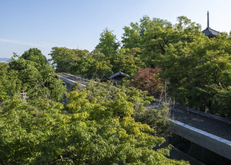 Architectural view of Asahi Beer Oyamazaki Villa Museum of Art in Osaka by Tadao Ando, photographed by award-winning Deed Studio, emphasizing the interplay of natural light, exposed concrete, and minimal form