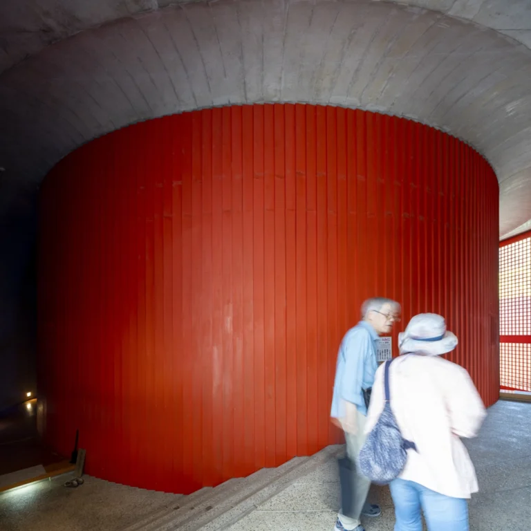 Water Temple in Awaji, Japan designed by Tadao Ando, with a circular lotus pond concealing an underground sanctuary, emphasizing minimalism and spatial sequence.38